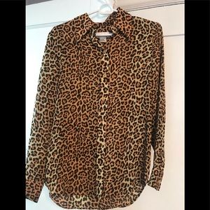 Leopard silk top